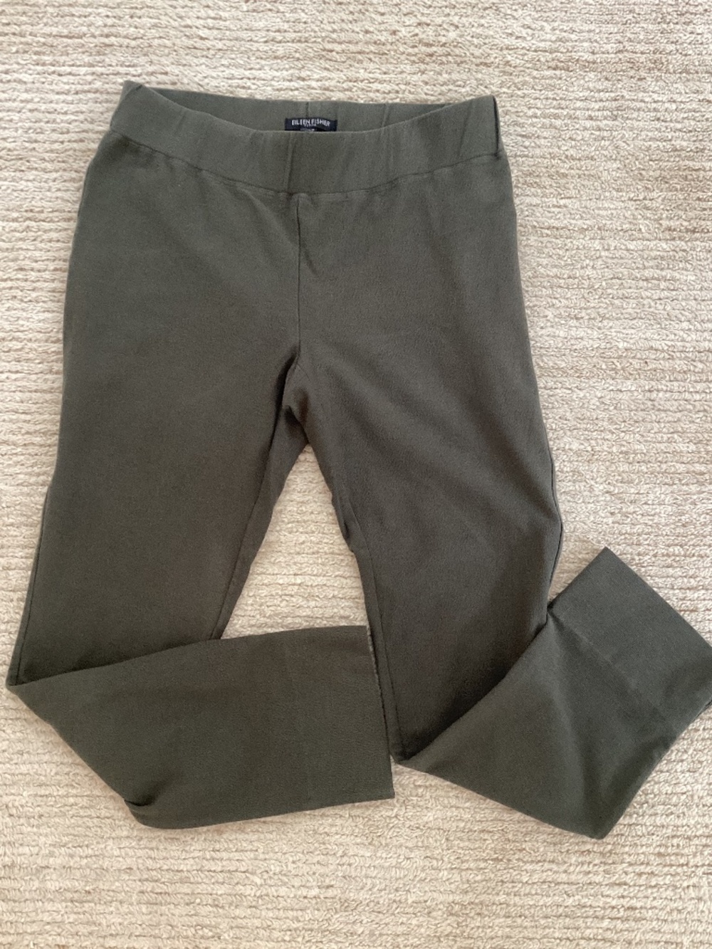 Eileen Fisher Pants Womens Petite PP Slim Stretch Crepe Olive Green Pant 365